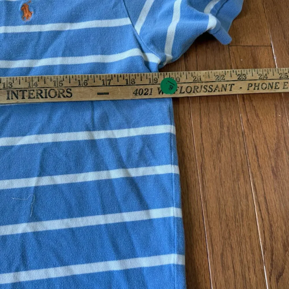 Polo Ralph Lauren | Blue/White Stripe Orange Pony Casual Polo Shirt Size Medium
